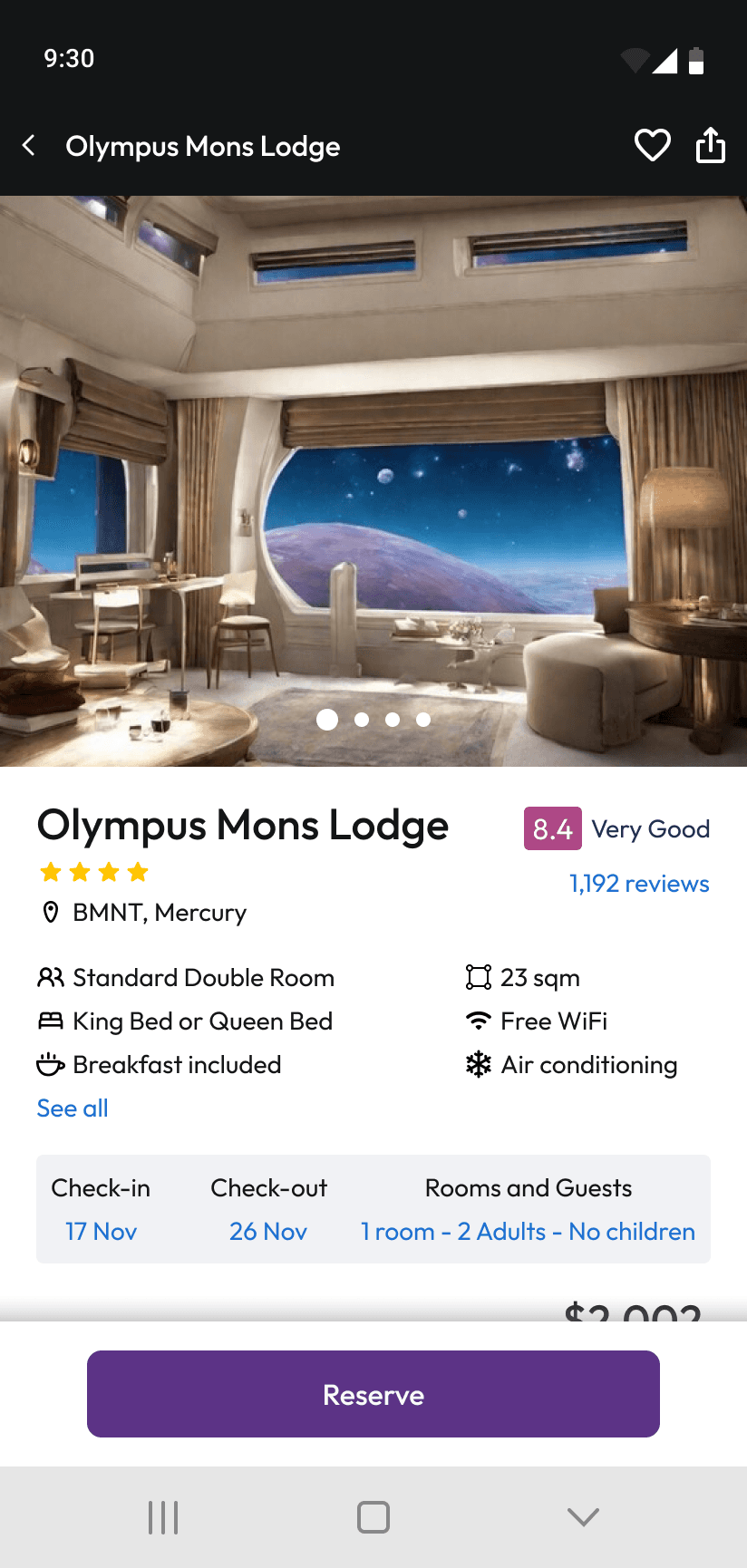 Demo booking app — hotel detail