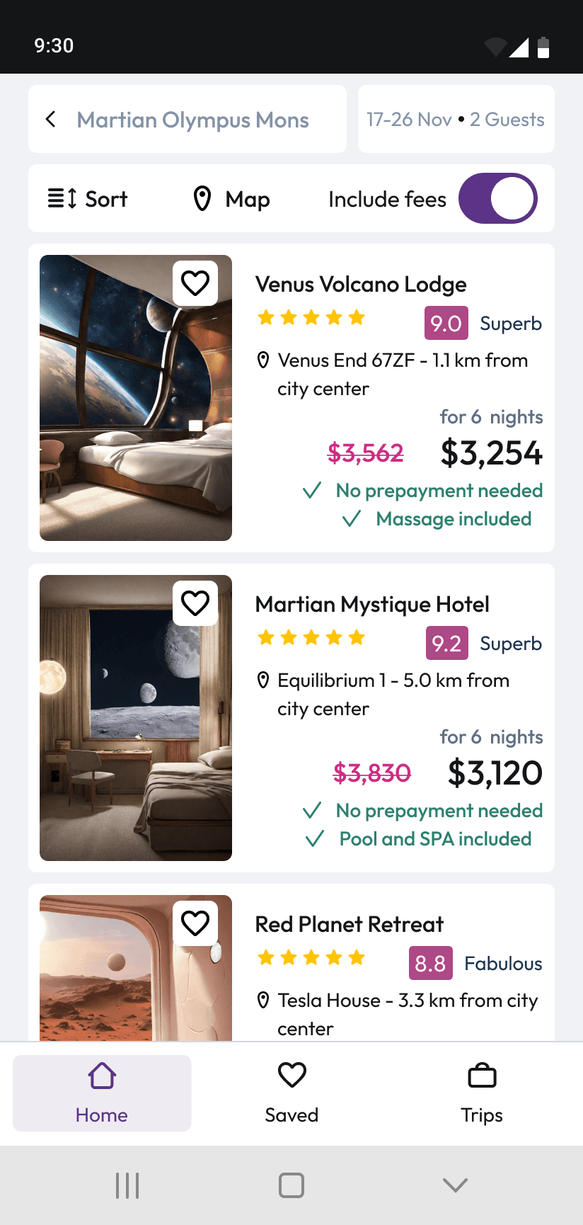 Demo booking app — search flow
