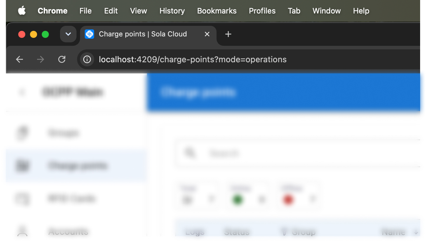 Chrome browser showing Sola Cloud running locally at localhost:4209